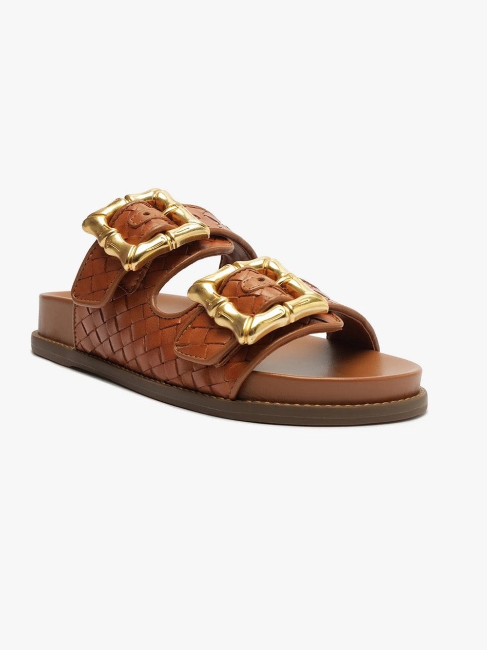 Schutz Enola Buckle Woven Honey Peach Sporty Sandal in Cuoio Brown - Picture 3 of 9